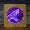 CE Certificate USB Powered Snake Wood Grain Photo Frame 3D Led Night Light Table Illusion Lamp With Remote Control