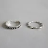 2MM100% 925 Sterling Silver Simple Thin Line Curve Wave Wild Smooth Ring
