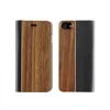 Hot Sale Wooden Bamboo PU Leather Flip Mobile Phone Shell Cases For iphone 8
