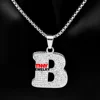 24" Custom Stainless Steel B Letters Name Pendant Iced out Silver Rhinestone HipHop Necklaces Jewelry Gift Drop Shipping