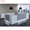 Modern Office Furniture Prefab Set Design Grey Acrylic Solid Surface Reception Desk