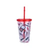 Wholesale Summer Double Wall Plastic Juice Cup Reusable Clear Custom Request Cartoon Straw Coffee Cup For Kids