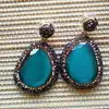 XY-CM157 Handmade rhinestone crystal pave blue stone earrings, gemstone stud earrings, stone stud earrings wholesale