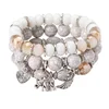 3 pieces of marble pattern elephant wings love pendant bracelet