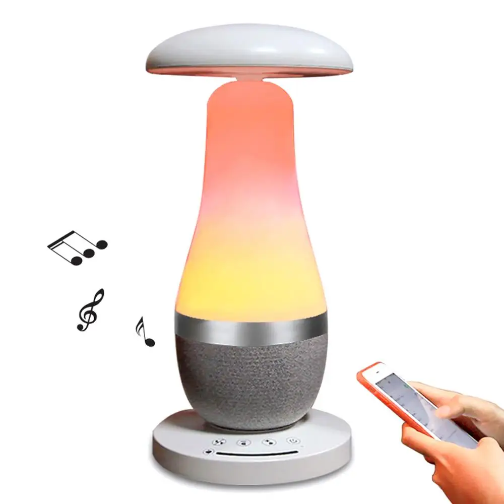 Mushroom Shape Desk Lamp Bluetooth Connection with Speaker Changing RGB Atmosphere Light for Bedside Lamp