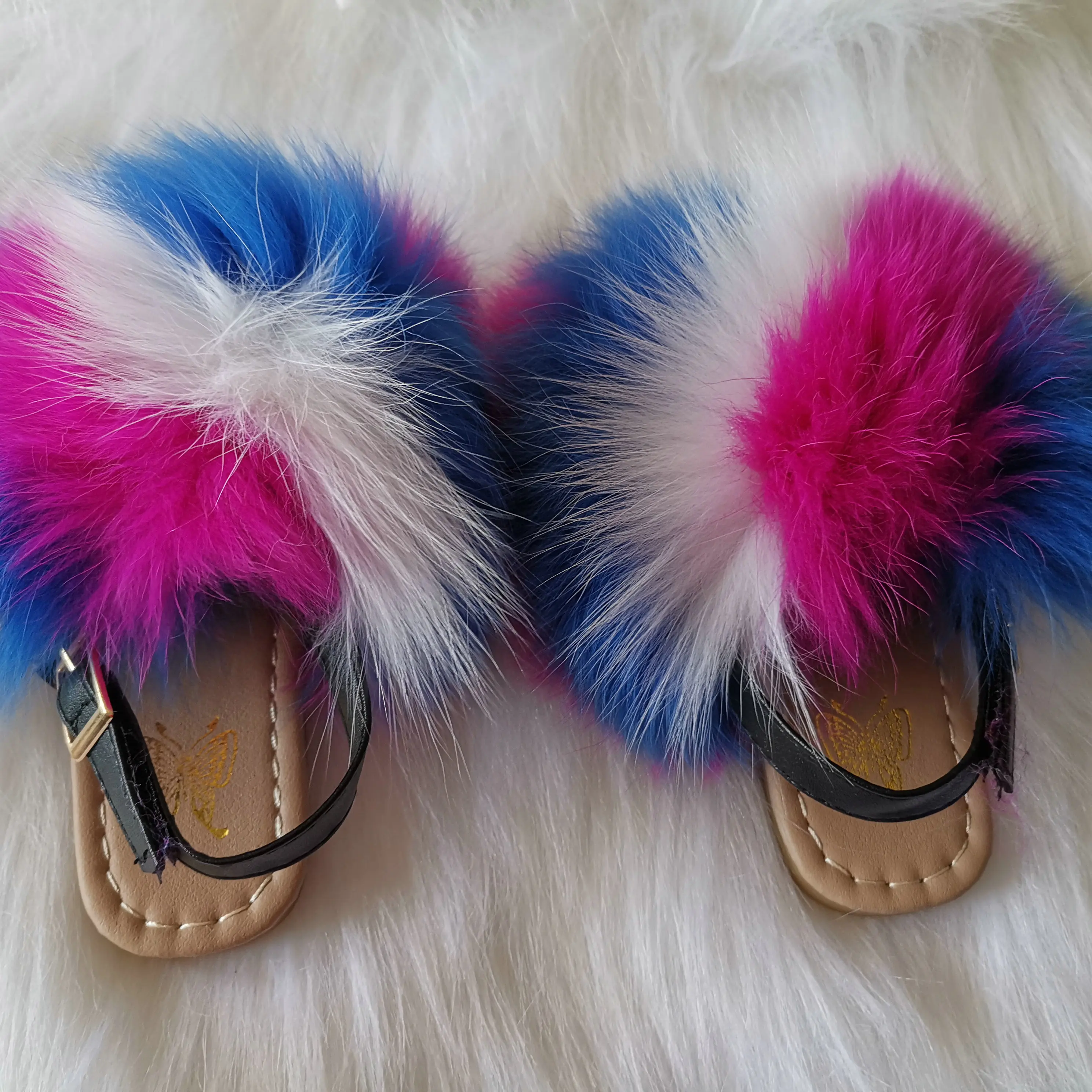 kids fur sandals