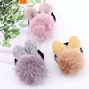 Wholesale 5colors Hair Cat accessory elastic hair band with mink fur ball pom pom hair ties