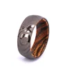 Handmade Natural Nice Grains Solide Bocote Wood Black Plated Damascus Steel Wedding Engagement Ring
