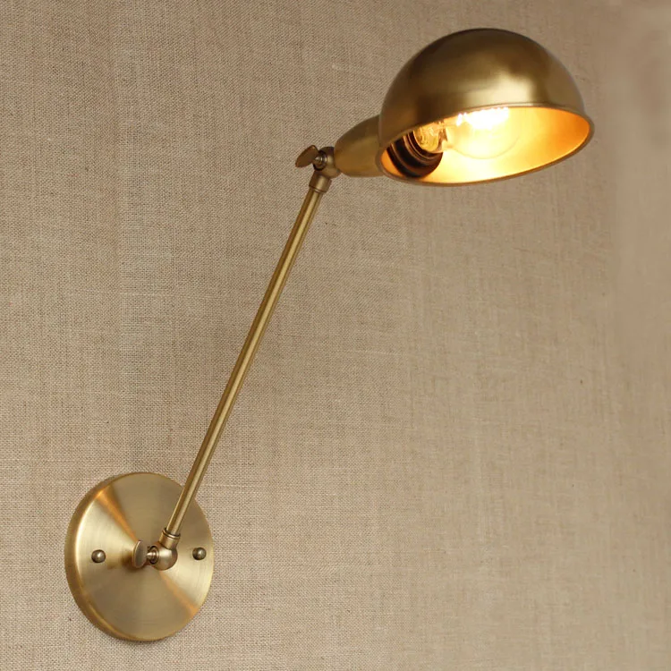 Flexible long arm wall lamp with gold and black color