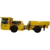 The frames are articulated underground mine vehicle material transport truck