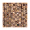 Modern style factory direct selling rain forest brown marble matching rose gold stainless steel mosaic tile for bedroom wall