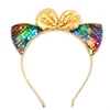 2019 new design sequin bowknot cat ear girl's hair band for party accessories