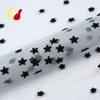 High quality plain knitted flocked star patterned polyester sports mesh fabric dress
