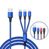 Universal power Customized Universal 3in1 Cable Nylon Braided USB Cable 2A Fast charging For mobile Phone