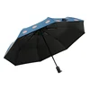 Chinese customised fancy design outside smart auto open close logo customize inverted 3 folding sun high quality umbrella