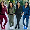 Print Two Pieces Set Women Clothing Sport Wear Hooded Sweat Suit