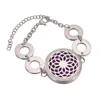 stainless steel silver color essential oil diffuser lotus bracelet round shape magnet open way perfume aroma adjustable bangle