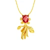 XL4168 xuping fish shaped ruby red stone animal plated gold necklace with pendant+harga emas kalung 24 karat