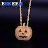 Wholesale Explosion Hot Selling Hiphop Jewelry Iced Out Boutique Zircon Halloween Pumpkin Pendant Necklace for Men