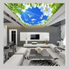 birds trees sky print pvc panel ceiling designs for bedroom
