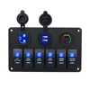 6 Gang Waterproof Car Auto Boat Yacht Marine Rocker Switch Panel With Voltmeter Dual 4.2A USB Charger
