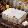 Chinese modern mosaic design rectangle counter top bathroom art ceramic hand wash sink