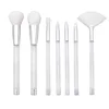 Best Makeup Brush 7pcs Glitter White Clear Empty Body Makeup Brush Set Custom Logo