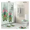 Non Slip 3 pieces bathroom mat set , 4 pieces bath mat sets with 3D custom Logo print shower curtain,bath rugs