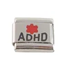Stainless steel adjustable modular ADHD Attention Deficit Hyperactivity Disorder Medical Alert Italian Charm for Bracelet