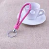 PU leather hanging string with metal keychain