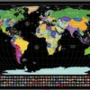 Vibrant Scratch Travel Map Set Largest World Travel Map with Detailed Cartography and Country Flags Makes Fun Educational