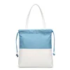 New Stylish Splice Color Recycled Fabric Shoulder Tote Bag With Draw String