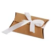 Custom Printing Diecut Stock Promotion Kraft Paper Pillow Gift Box with Ribbon Bow