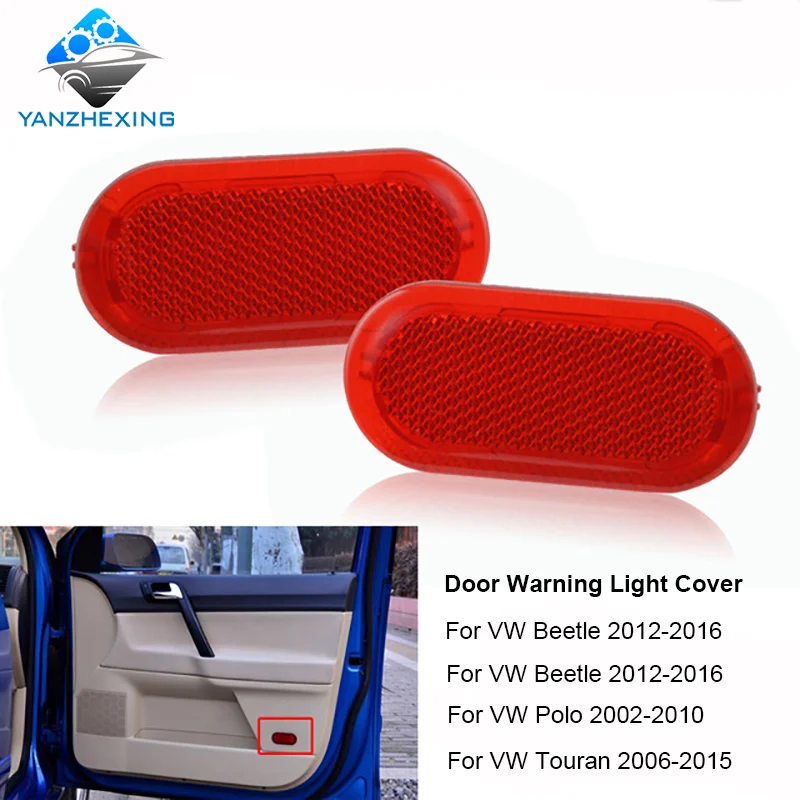 Automotive 2pcs Red Interior Door Panel Warning Light Cap