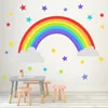 Hot sale rainbow stars wall stickers kindergarten bedroom living room children's room self adhesive paper wallpaper