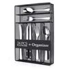 24 Pcs buffet cutlery flatware for food server in organizer, silverware set with steak knife wire mesh lolder storage trays