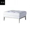 French style fabric covered wooden leather storage ottomans and bench