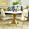 Bairong Home Modern luxury marble dining table and chairs with stainless steel turntables