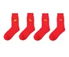 New product holiday gift socks trendy cotton socks men and women bright red cotton socks
