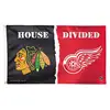 NHL Chicago Blackhawks vs. Detroit Red Wings House Divided Deluxe Flag, 3 x 5', Multicolor
