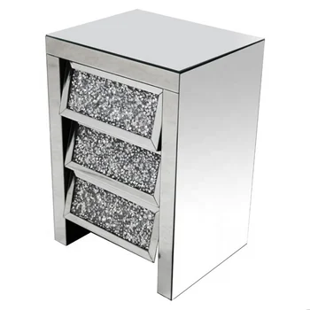 Diamond Crush Gl Bed Sofa Side Table Mirrored Nightstands With 3 Drawers Bedside Nightstand Product On Diamond Crush Gl Bed Sofa Side Table Mirrored Nightstands With 3 Drawers Bedside Nightstand Product On