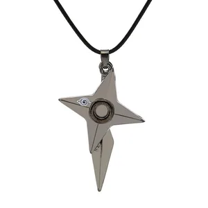 Naruto Shuriken Necklace Naruto Dart weapon Uzumaki Pendant leather Rope Ninja Anime Jewelry Naruto Accessories Animation