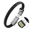 Free Shipping Lingsai fashion customizable braided leather usb data cable bangle for iPhone android usd bracelet