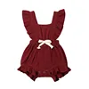 11 Colors Cotton Linen Cute Baby Girl Ruffle Solid Color Romper Jumpsuit