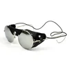 Metal Frame Custom Logo Sun glasses Round mirror lens Vintage Sunglasses Side Shield Sun Eyewear with cord