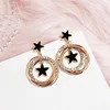 Europe America Exaggeration S925 Silver Needle Four-petal Flower Pentagram Multi-layer Diamond Stud Earring
