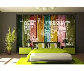ノスタルジックなカラフルな木製壁紙テレビの背景の 3d 世界地図