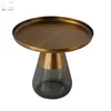 Decorative bed side glass base round metal storage Casablanca coffee table