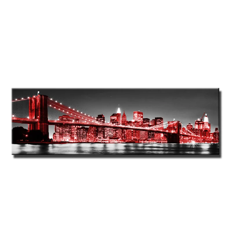 Light Up Shining Night Bridge Picture On LED Canvas Painting Artwork For Home Decoration