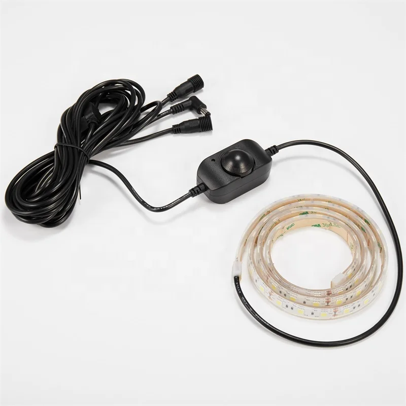 Custom-made right angle male plug 2 female dc5521 socket power cable waterproof 1m flexible led light strip for camper trailer